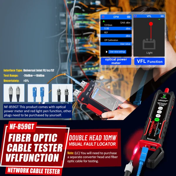 تستر شبکه و فیبر نوری (  VFL / OPM ) 10  کاره نویافا NF-859GT – Noyafa 10-in-1 Ethernet & Fiber Cable Tester - باگارانتی 12 ماهه - Image 4