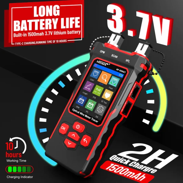 تستر شبکه و فیبر نوری (  VFL / OPM ) 10  کاره نویافا NF-859GT – Noyafa 10-in-1 Ethernet & Fiber Cable Tester - باگارانتی 12 ماهه - Image 2