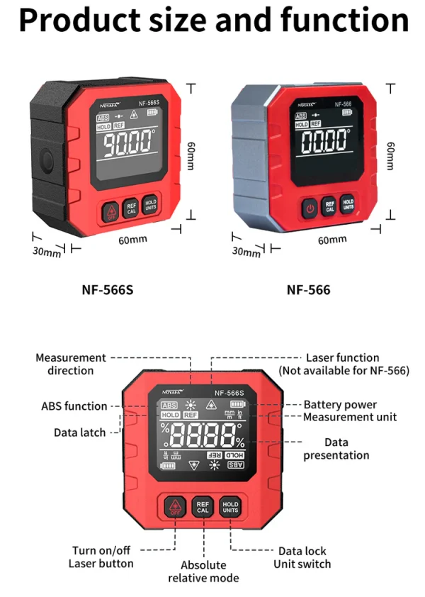 شیب‌سنج و زاویه‌سنج دیجیتال نویافا مدل NF-566S - Image 19