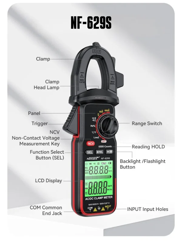 مولتی متر کلمپی دیجیتال نویافا مدل NF-629S - Image 4
