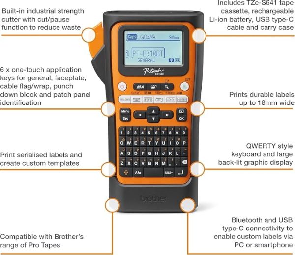 پرینتر لیبل Brother PT-E310BTVP | لیبل زن حرفه‌ای کابل و شبکه - Image 5