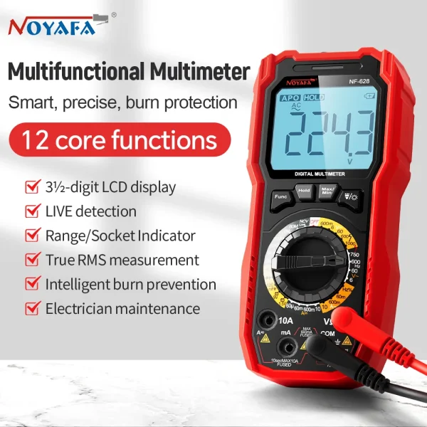 مولتی متر دیجیتال NOYAFA NF-628 | تستر 1000 ولت و 10 آمپر - Image 1