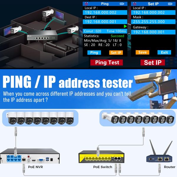 تستر شبکه NOYAFA NF-859GK | تستر کابل، PoE، PING و VFL - تصویر 10