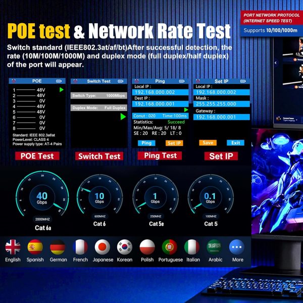 تستر شبکه NOYAFA NF-859GK | تستر کابل، PoE، PING و VFL - تصویر 6