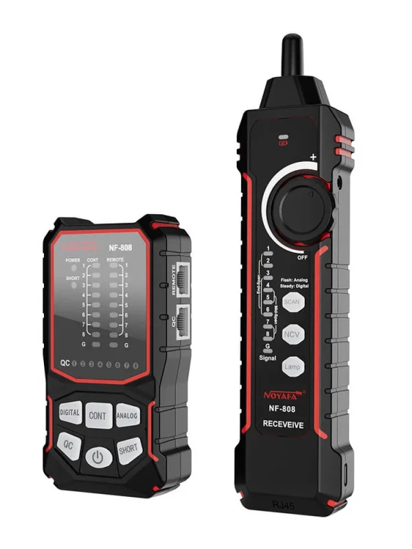 NOYAFA-NF-808-network-cable-tester-product-display-side تستر کابل شبکه NOYAFA NF-808 | تستر RJ45، RJ11، PoE و ردیاب کابل - تصویر 1